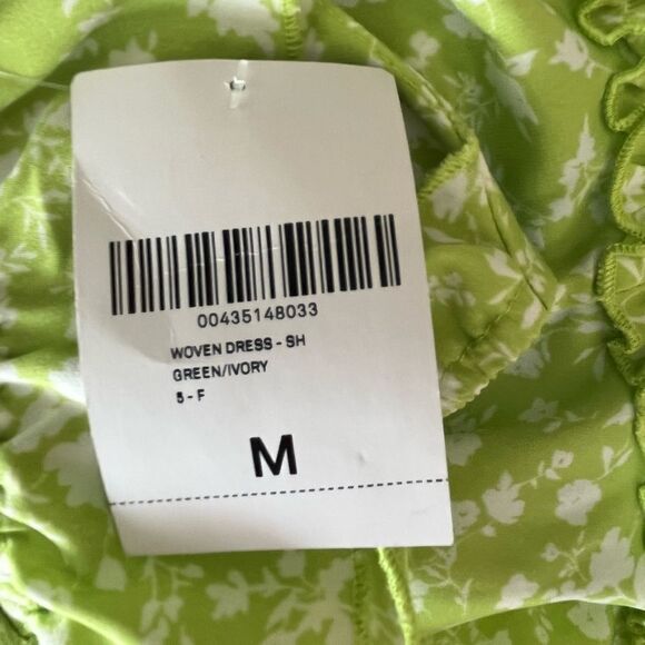 New with tags Forever 21 Dress Flounce Lime Green/white floral size M - Picture 8 of 9